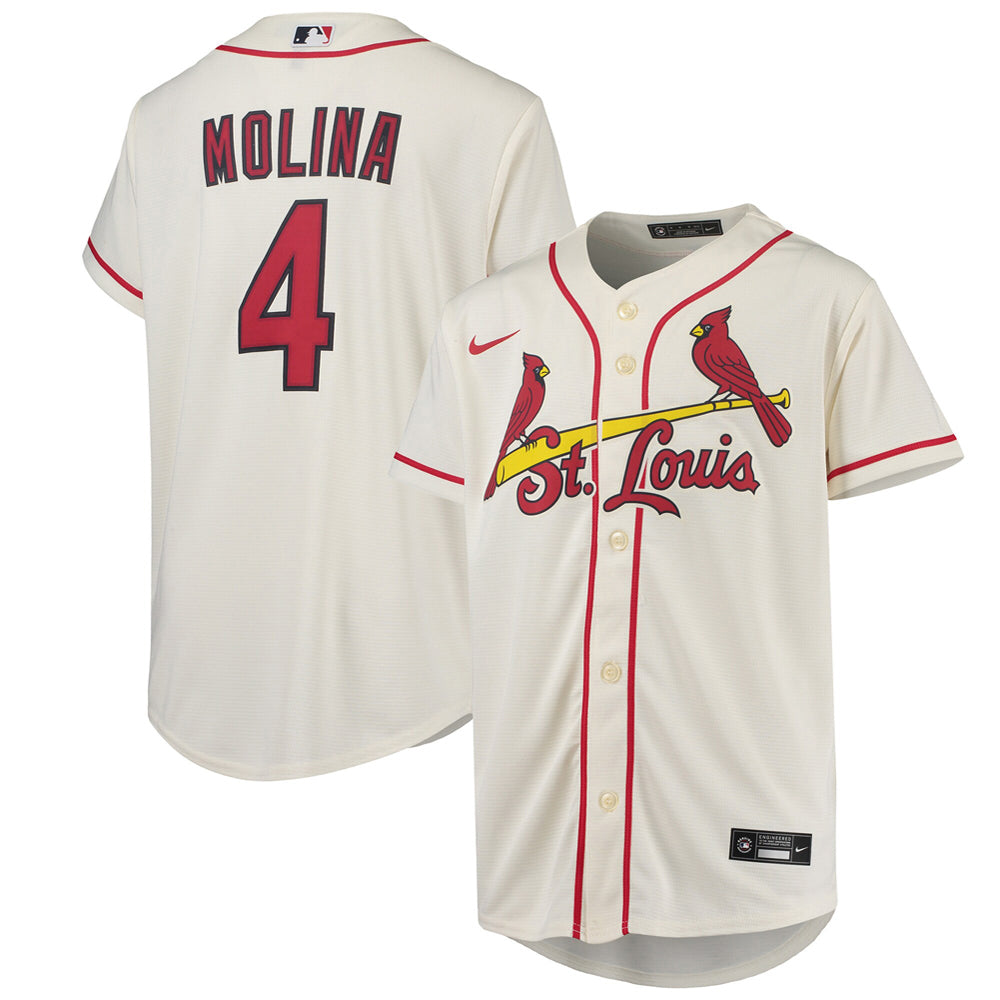 Youth St. Louis Cardinals Yadier Molina Alternate Player Jersey - Cream