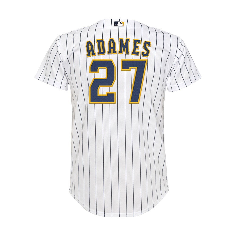 Youth Milwaukee Brewers Willy Adames Cool Base Replica Home Jersey - White